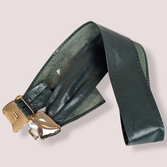 🍁Vintage Century Green Faux Leather Accent Belt - Picture 3 of 5